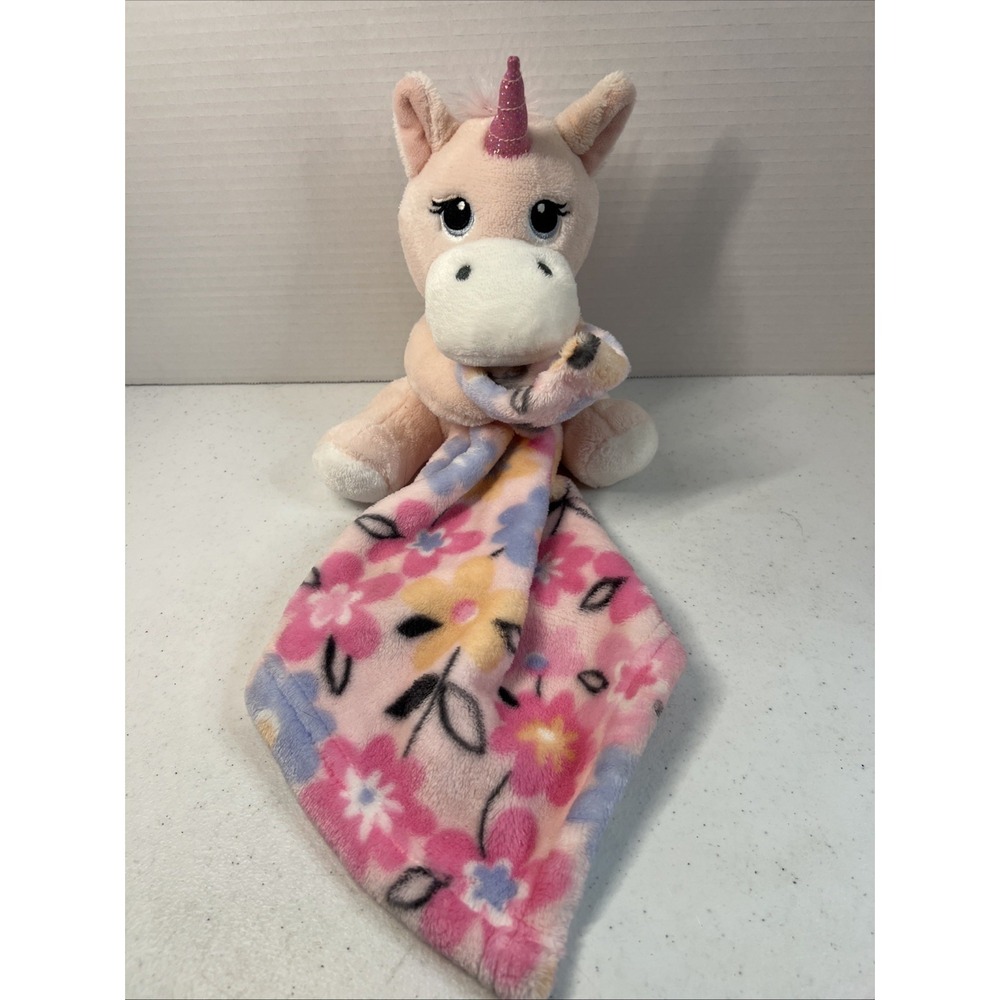 Little Beginnings Baby Unicorn Pink Floral Lovey Security Blanket Plush